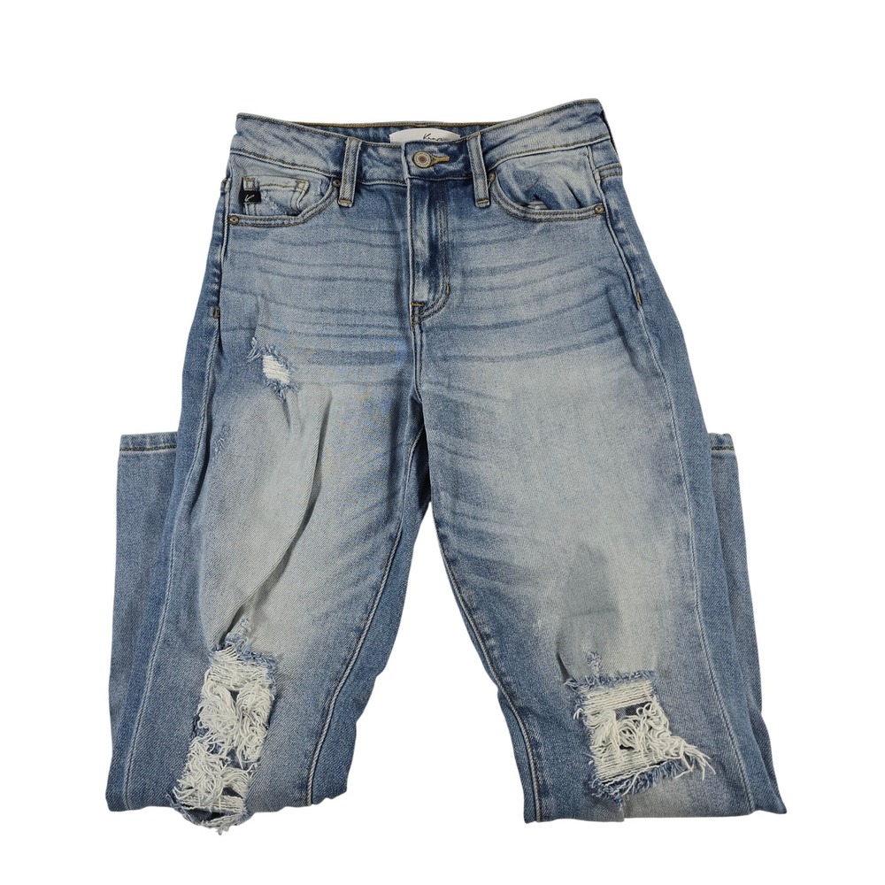 KanCan Jeans Womens Distressed Light Wash Skinny Crop Leg Casual Denim Size 3 25